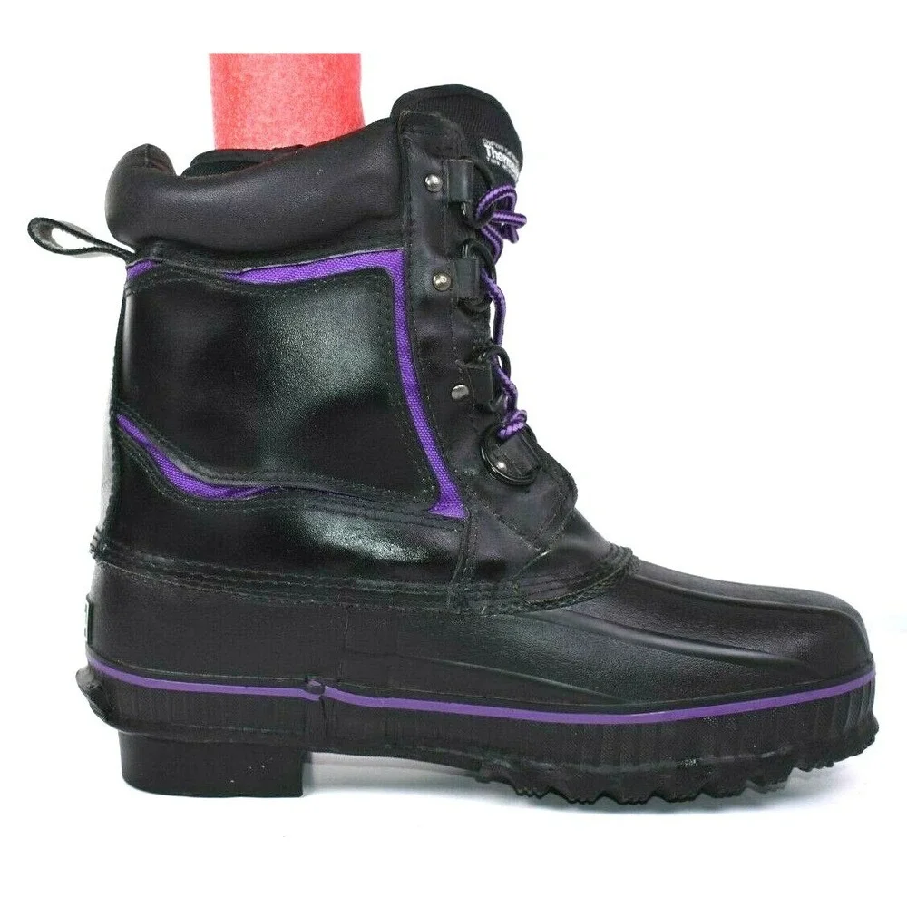 Lake N Trail Women's Black Purple Thinsulate Insulated‎ Winter Duck Boots Sz 11